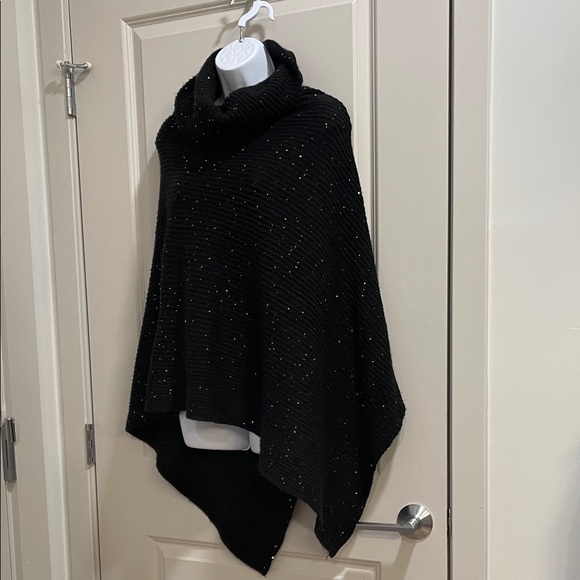 Limelight Sweaters - Limelight Black Poncho with Silver Accents